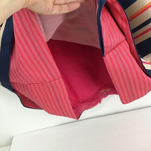 Trina Turk Nicci Stripe Twill Fit & Flare Dress Blue Pink  Career Size 6 - Picture 8 of 9